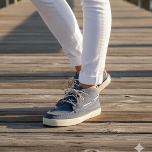 Sperry Denim Blue Pier Crest Boat Shoe Ankle Boots - Size 7